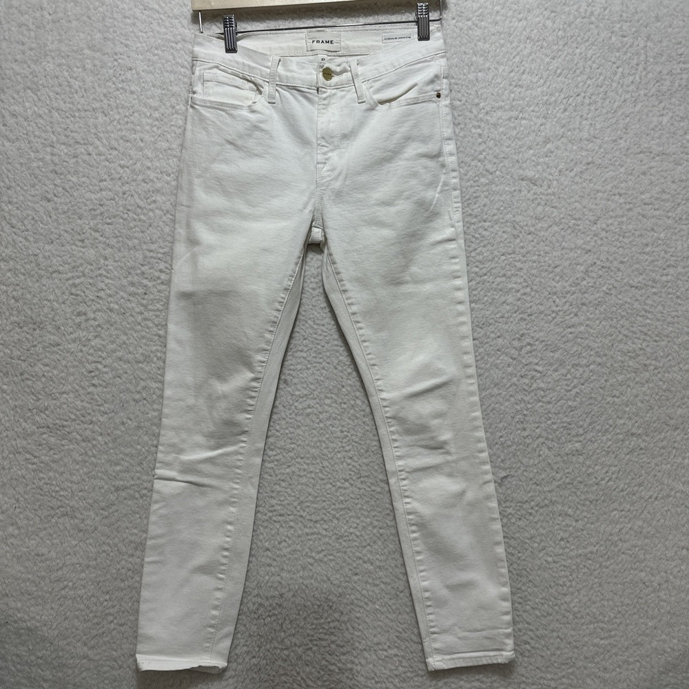 Frame Le Skinny De Jeanne Crop Mid Rise Ivory White Jeans Women's Size 27